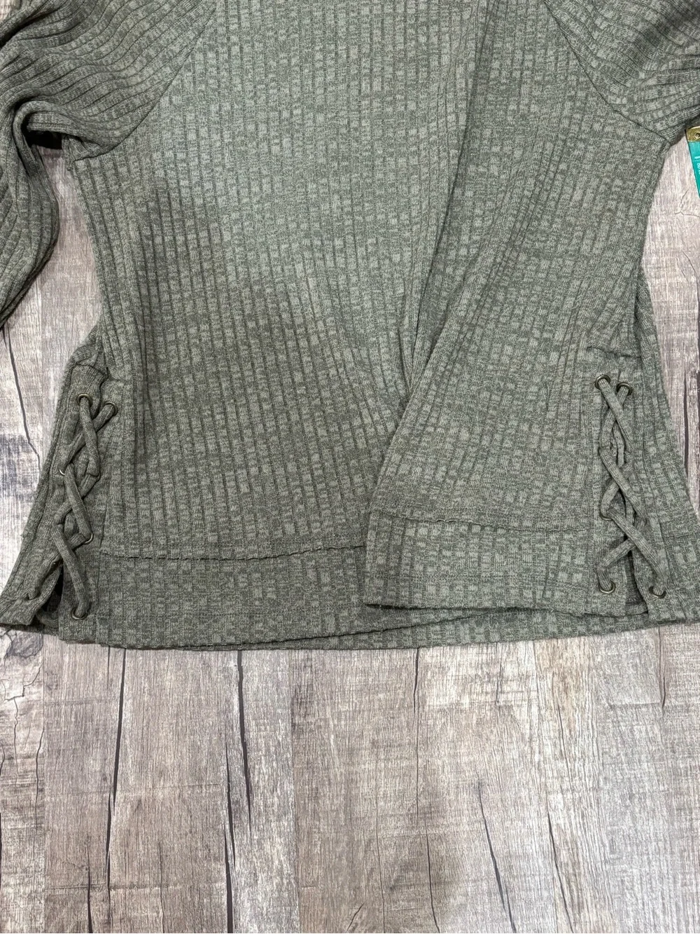 Women’s Cowl Neck w/side Lace -Up detail sweater Knox Rose Large